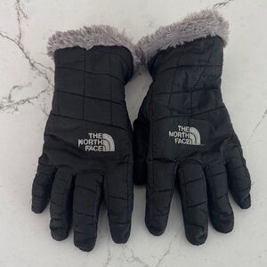 The North Face Black Quilted Fur-Trim Gloves